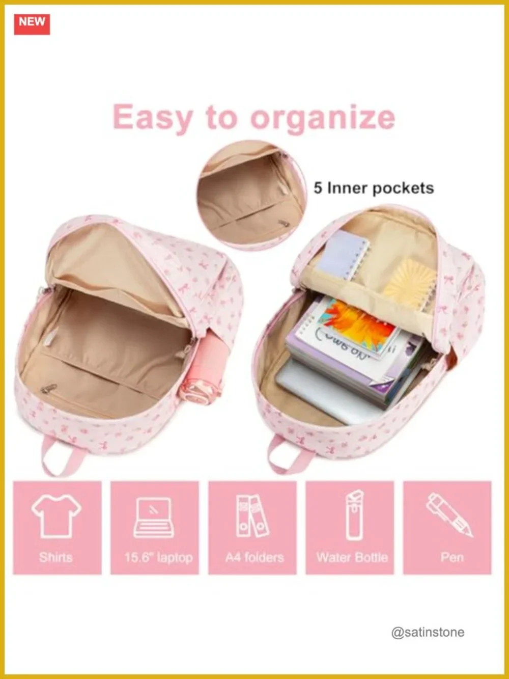 Teen Girls Backpack Set with Lunch Box Pencil Case - Lightweight Polyester,